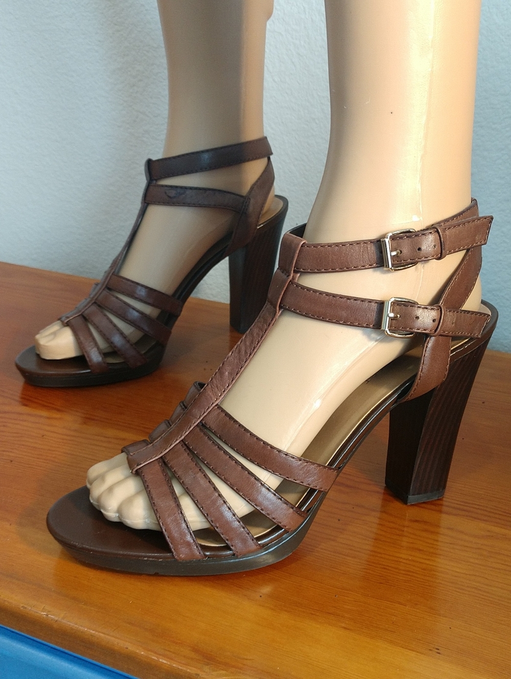 Nine West Brown Strappy High Heel Sandals